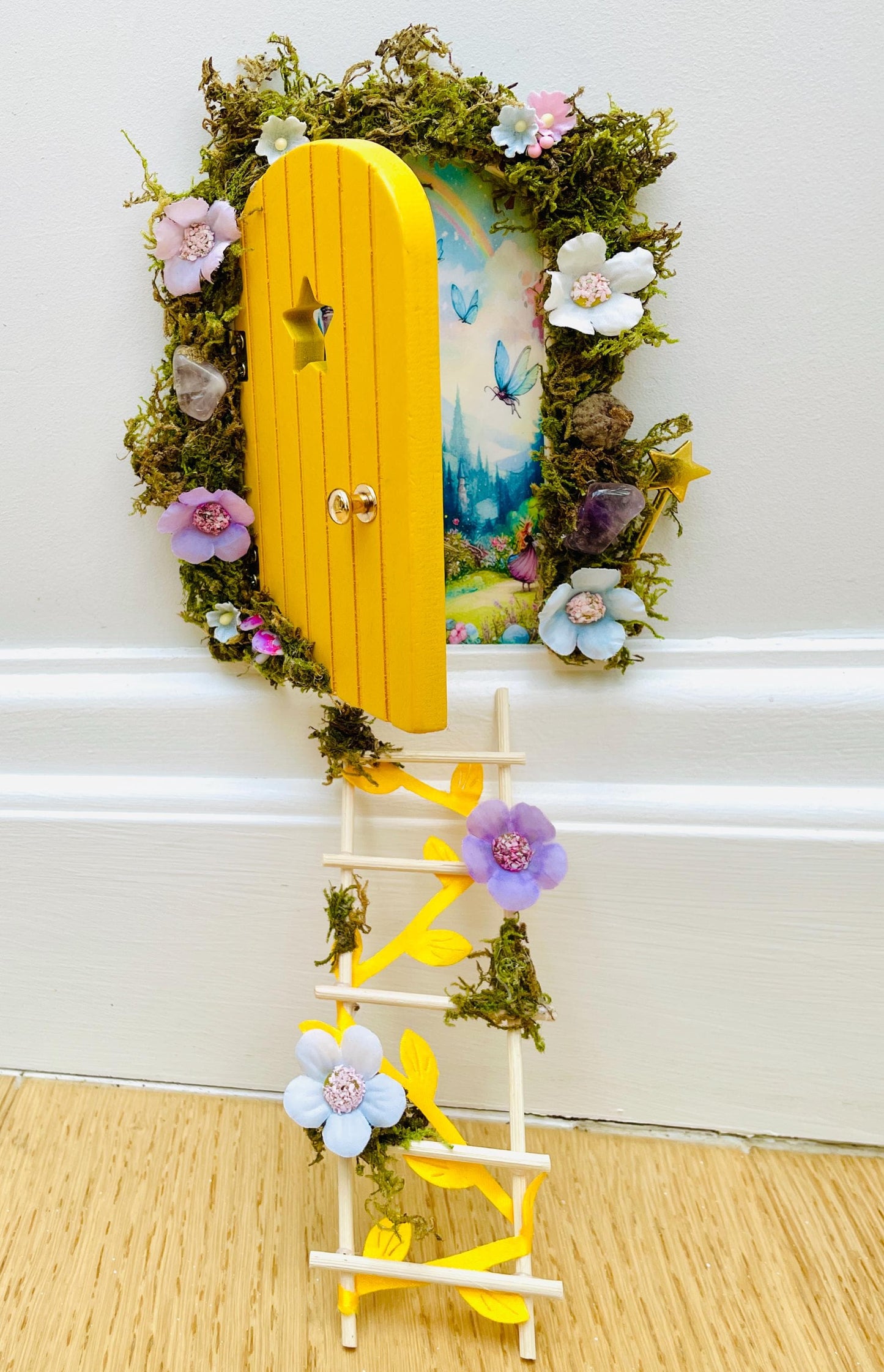 Deluxe Opening FAIRY DOOR with Glowing Windows | Fairy Postbox & Ladder | Fairy Door Key |Woodland Fairy Bedroom Decor | Fairy Birthday Gift __etsy:7697316125