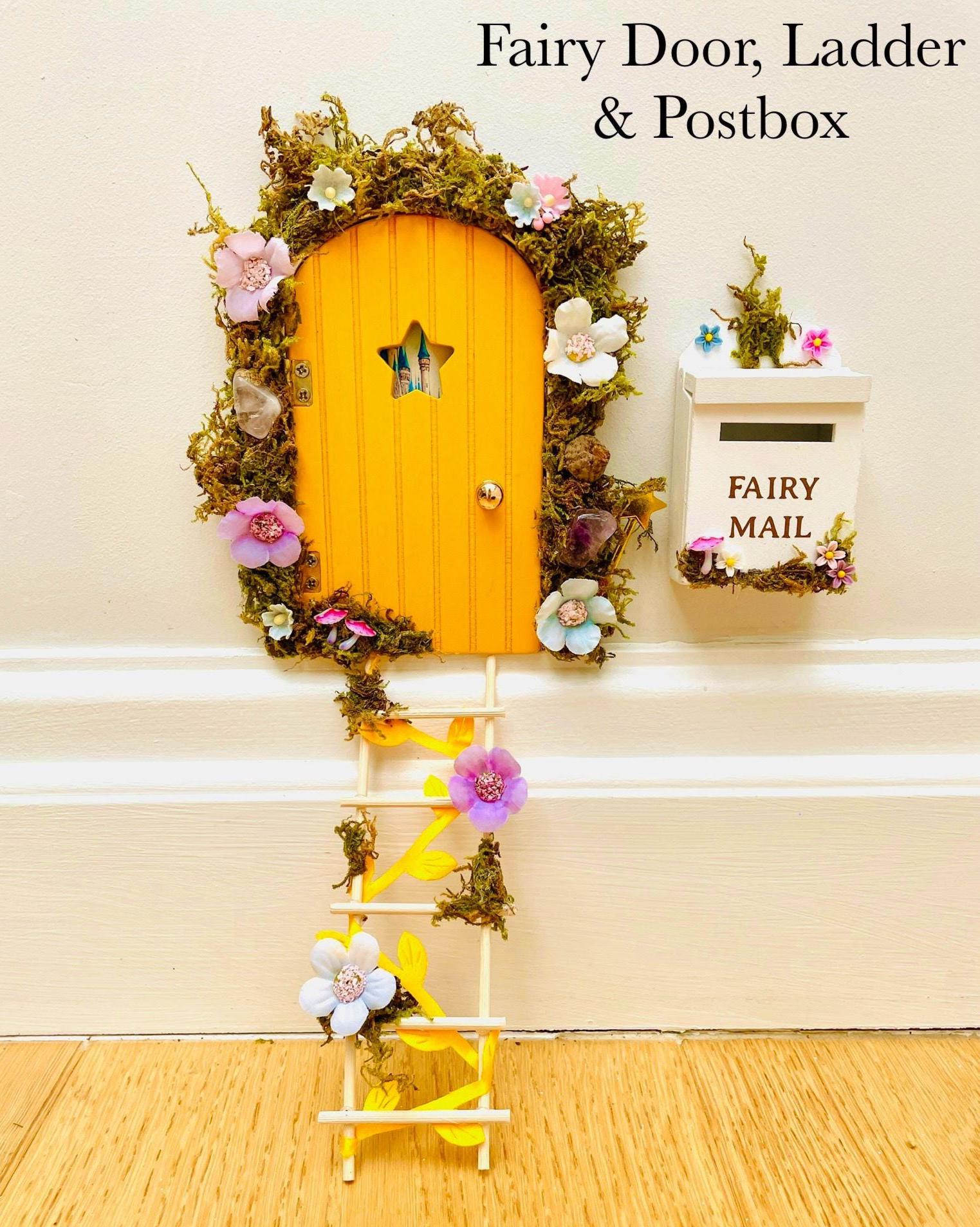 Deluxe Opening FAIRY DOOR with Glowing Windows | Fairy Postbox & Ladder | Fairy Door Key |Woodland Fairy Bedroom Decor | Fairy Birthday Gift __etsy:7649403610