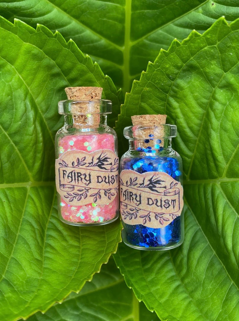 Fairy Dust Bottles - Pixie Dust Bottles- perfect gift from the Tooth Fairy, Party Bag Fillers- mini glass Fairy Dust Glitter Bottles