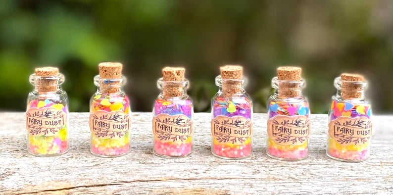 Fairy Dust Bottles - Rainbow Fairy Dust- perfect gift from the Tooth Fairy or Fairy Party Bag Fillers -mini glass Fairy Dust Glitter Bottles