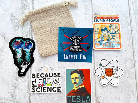 Motivational Science Enamel Pin (Chemistry, Physics)/ University Badge & waterproof stickers for laptops! Scientist- chemist- physicist gift