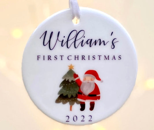 Personalised Christmas Bauble- Baby’s First Christmas! Our First Xmas as a Family- Custom Gift