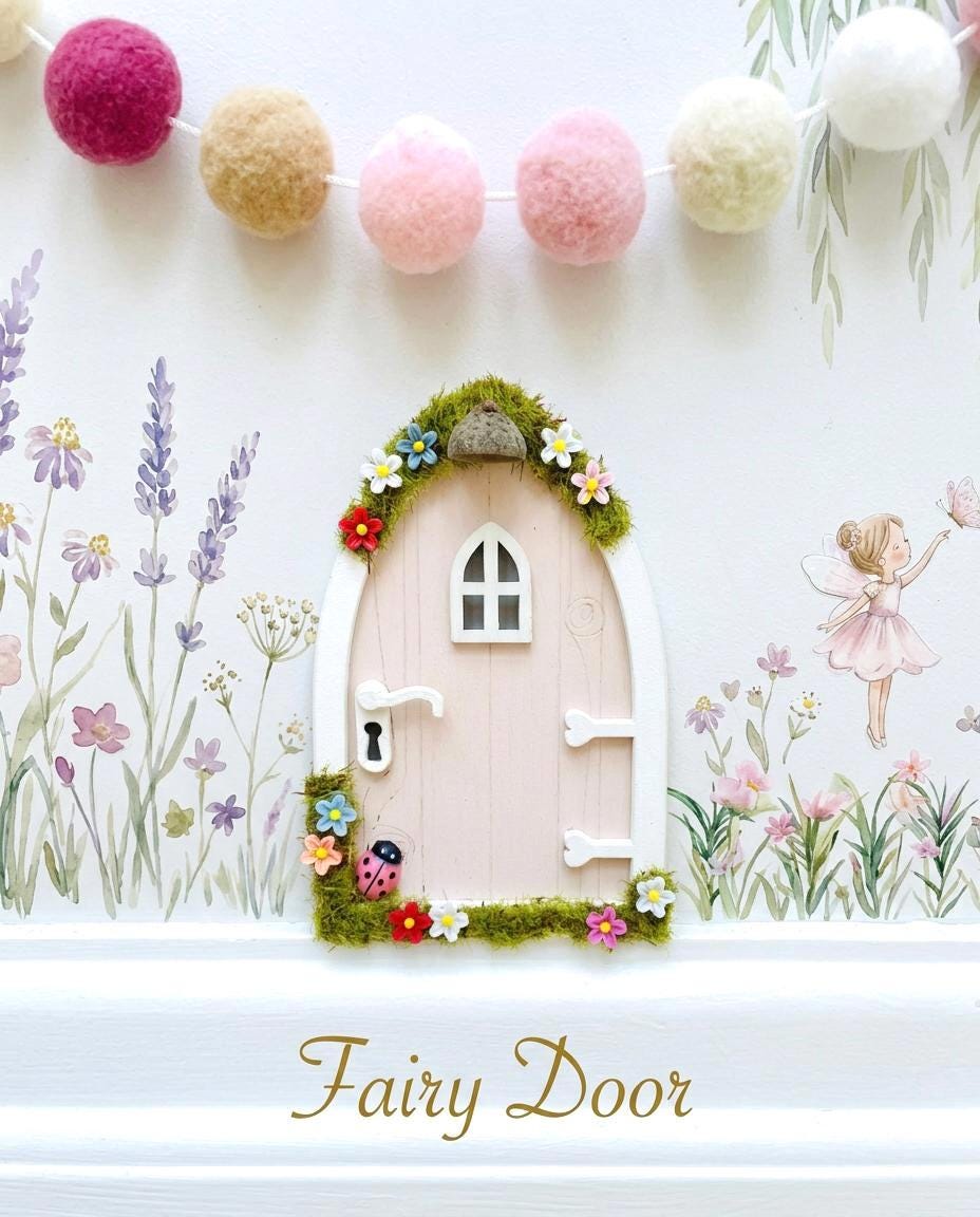 FAIRY DOOR Set with Glowing Windows, Fairy Mailbox and Bench | Build your own Fairy Home Wall Decor for Fairy Bedroom | Fairy Birthday Gift __etsy:8101409149
