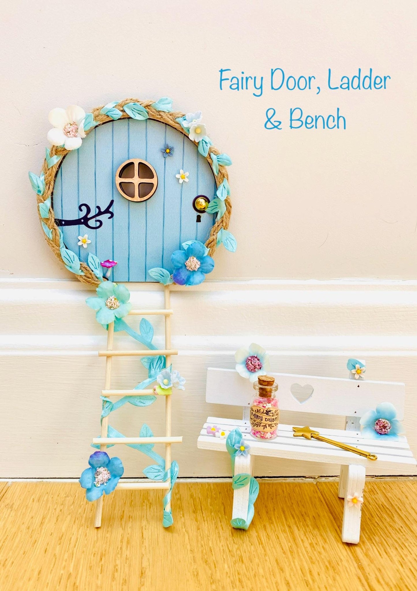 FAIRY DOOR with Ladder, Fairy Bench and Postbox for Fairy Bedroom
