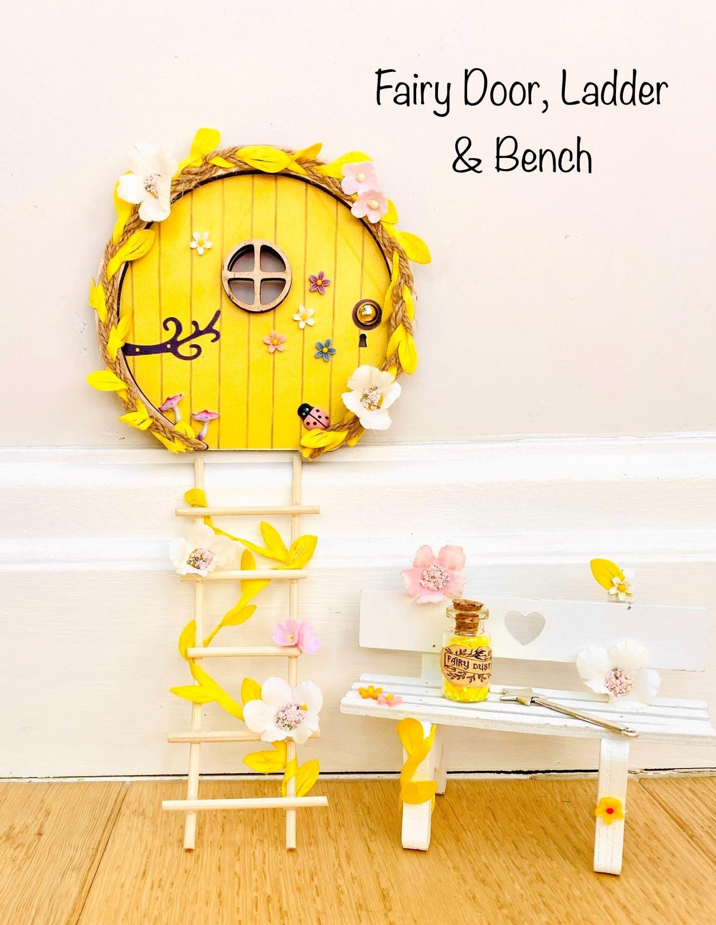 FAIRY DOOR with Ladder, Fairy Bench and Postbox for Fairy Bedroom