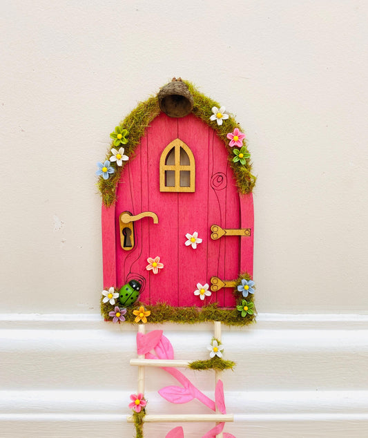 FAIRY DOOR with Ladder & Fairy Bench for Fairy Bedroom! Fairy Birthday Gift