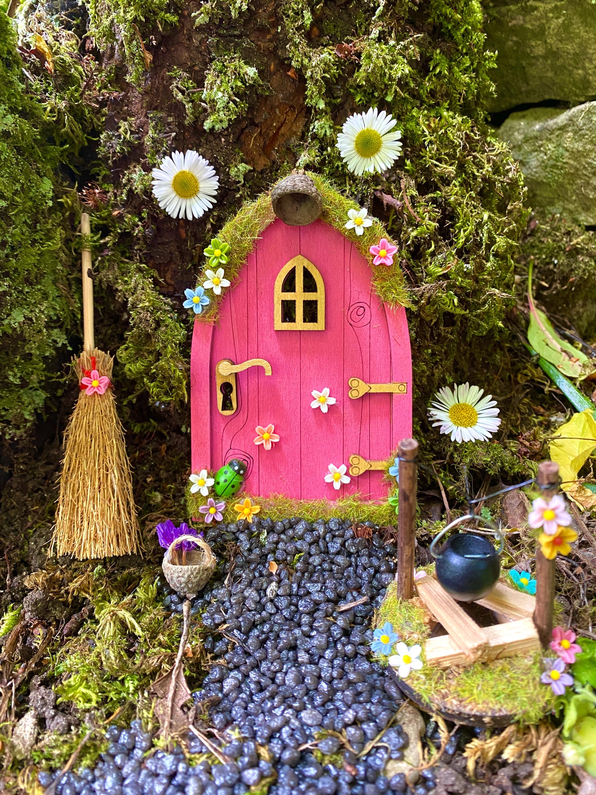 FAIRY DOOR with Ladder & Fairy Bench for Fairy Bedroom! Fairy Birthday Gift