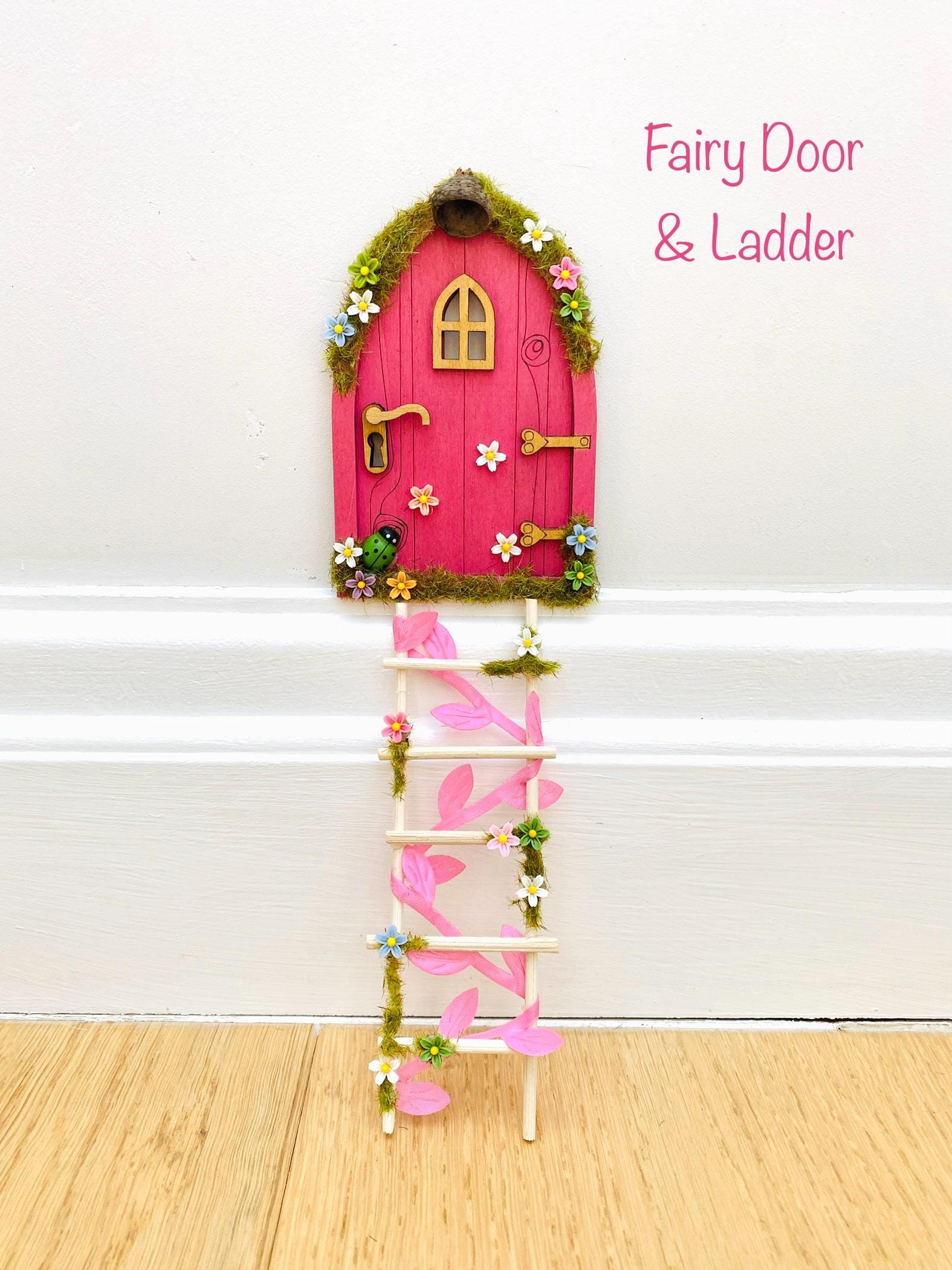 FAIRY DOOR with Ladder & Fairy Bench for Fairy Bedroom! Fairy Birthday Gift