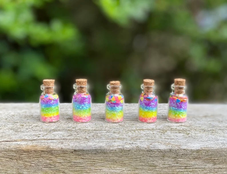 Fairy Dust Bottles - Rainbow Fairy Dust- perfect gift from the Tooth Fairy or Fairy Party Bag Fillers -mini glass Fairy Dust Glitter Bottles