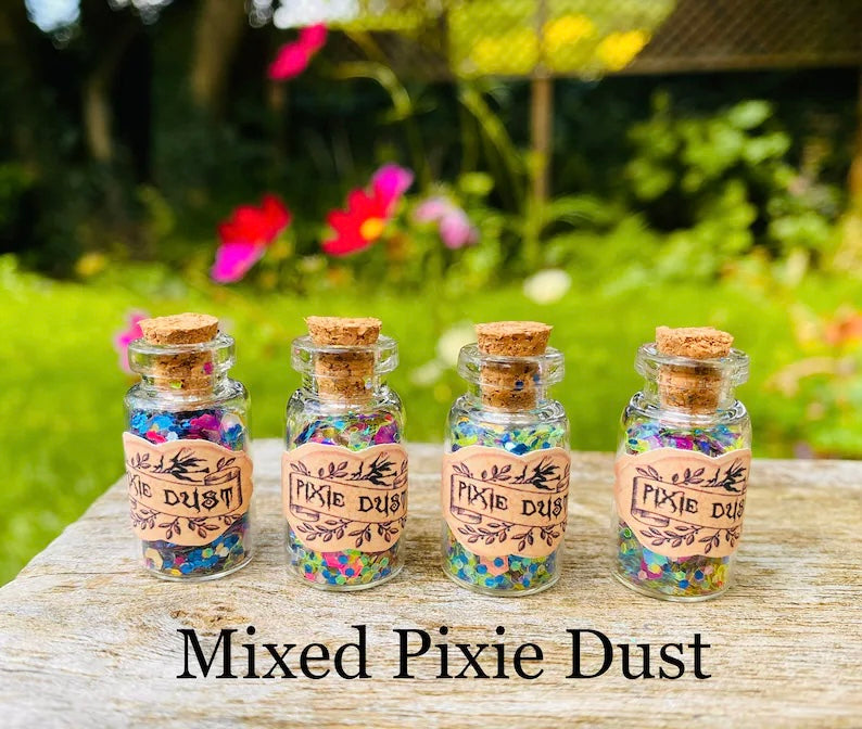 Fairy Dust Bottles - Pixie Dust Bottles- perfect gift from the Tooth Fairy, Party Bag Fillers- mini glass Fairy Dust Glitter Bottles