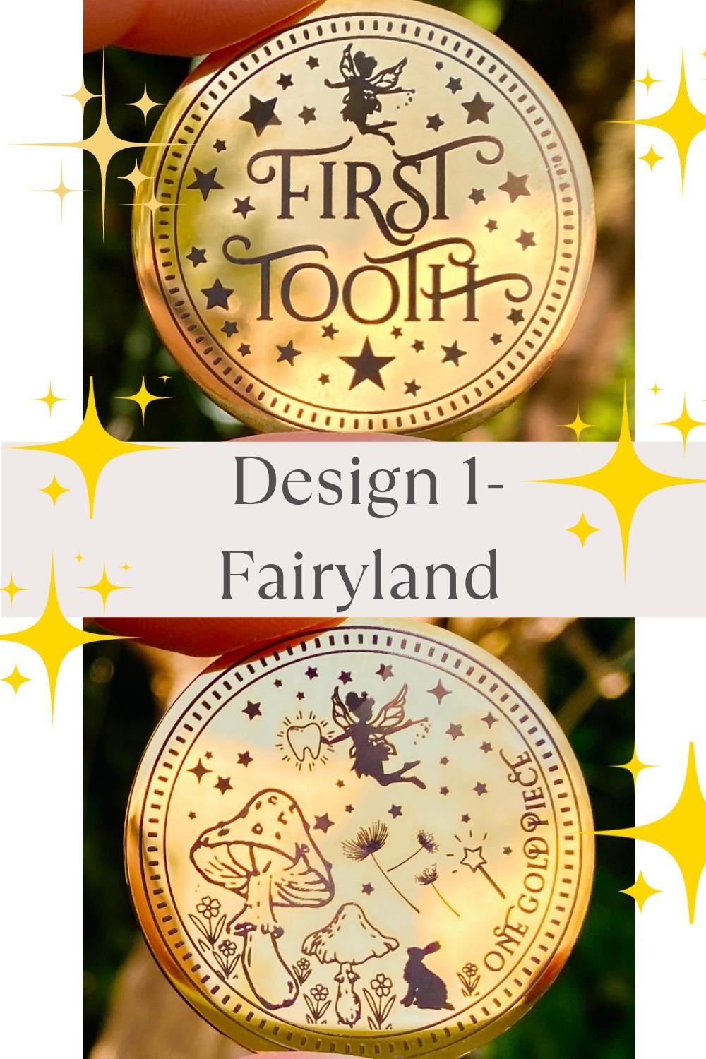 FIRST TOOTH Fairy Gold Coin, MEDAL & Tooth Fairy Letter! Tooth Fairy Kit, Metal Coin, Gifts and Fairy Dust.