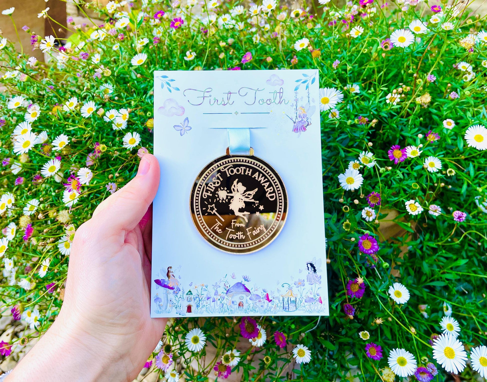 FIRST Tooth Fairy Medal -Tooth Fairy LETTER Tooth Fairy Gold Coin- First Milk Tooth Fairy Kit! First Tooth Girls & Boys 1st Tooth Fairy Dust