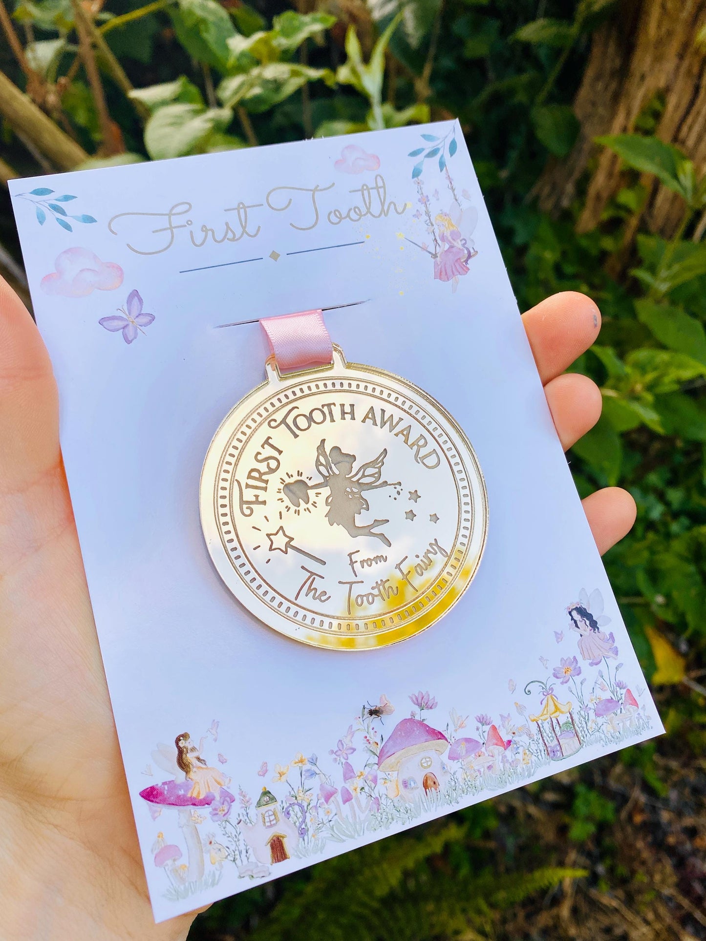 FIRST Tooth Fairy Medal -Tooth Fairy LETTER Tooth Fairy Gold Coin- First Milk Tooth Fairy Kit! First Tooth Girls & Boys 1st Tooth Fairy Dust