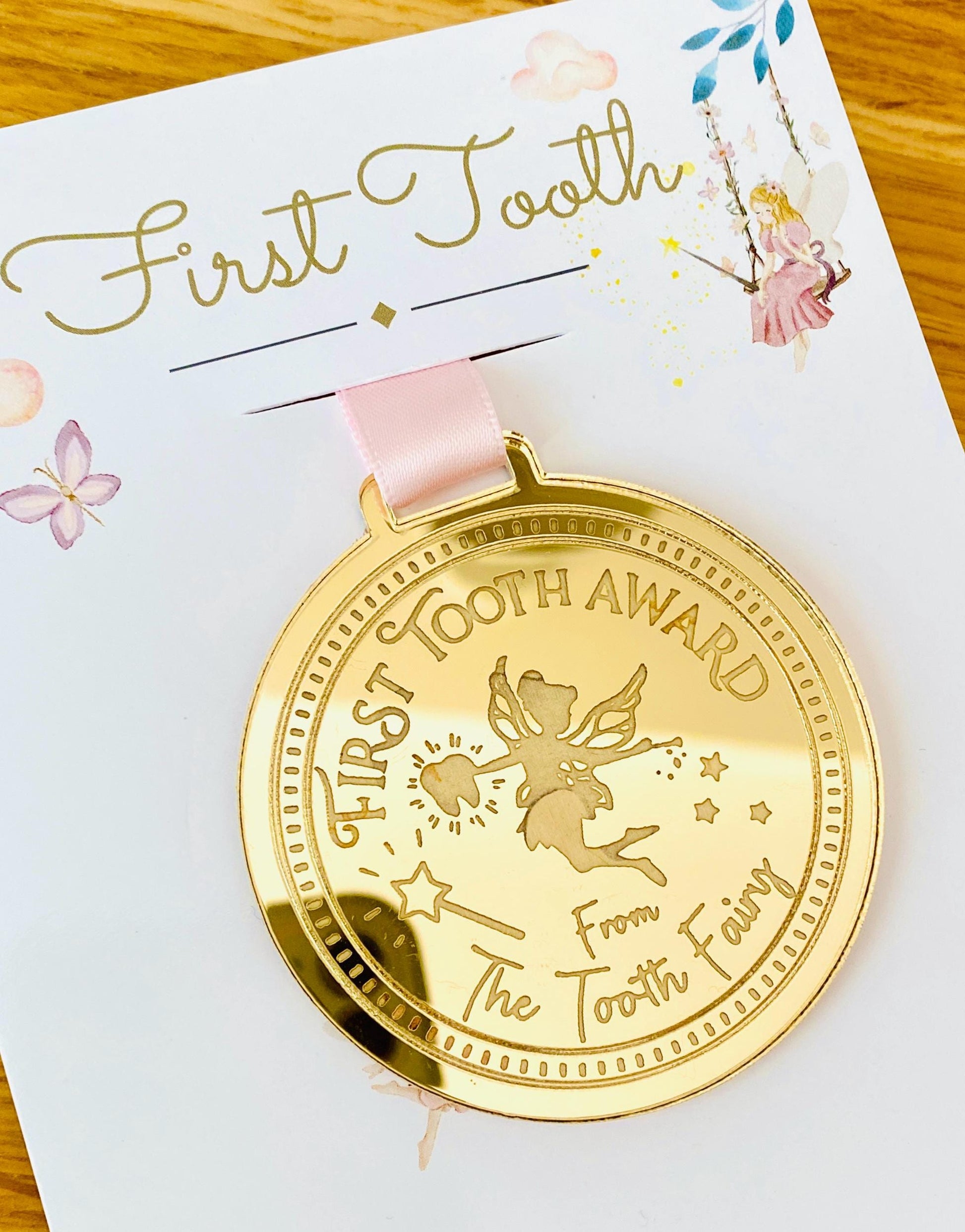 FIRST Tooth Fairy Medal -Tooth Fairy LETTER Tooth Fairy Gold Coin- First Milk Tooth Fairy Kit! First Tooth Girls & Boys 1st Tooth Fairy Dust