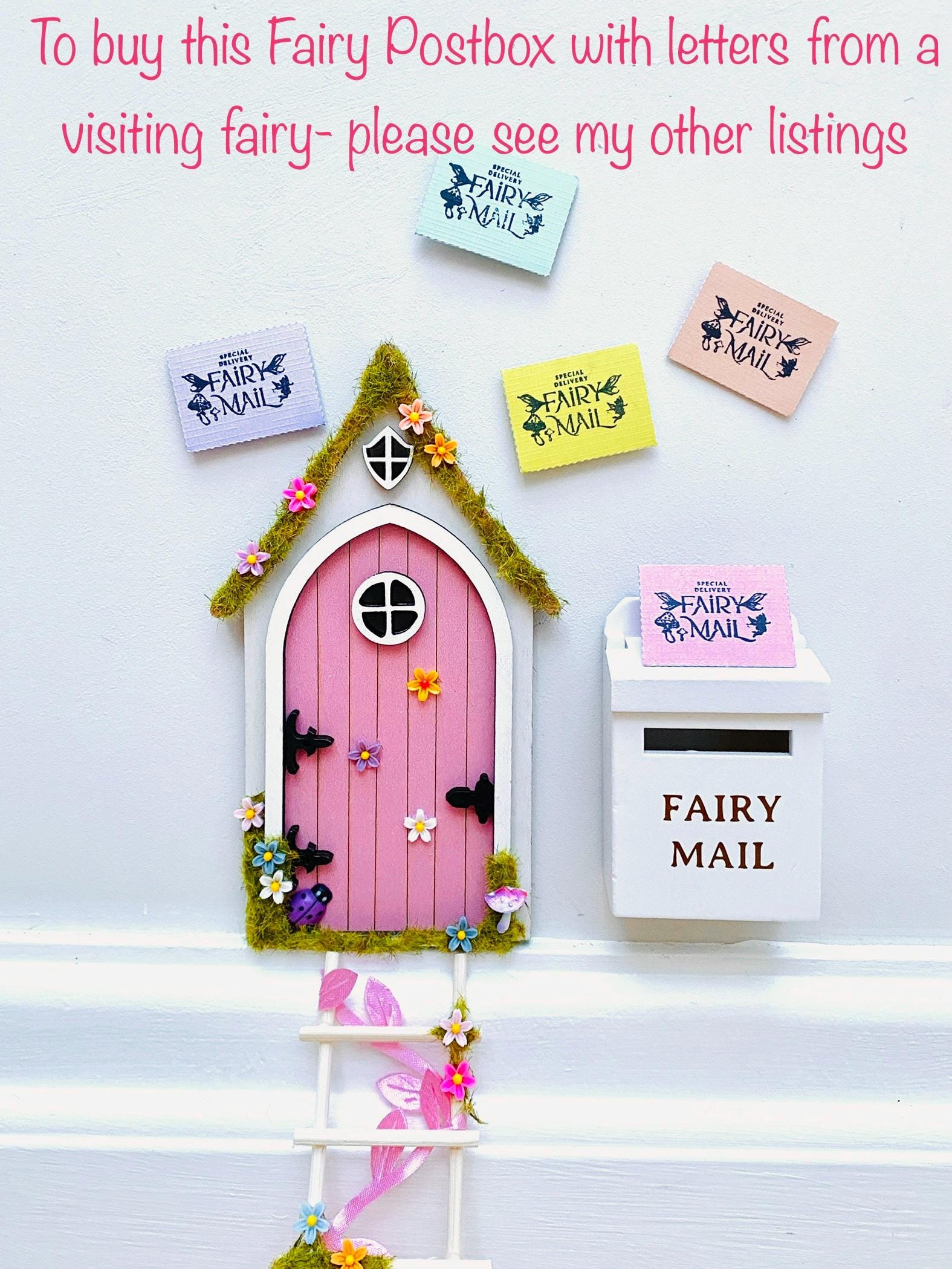 Fairy Door FAIRY HOUSE- with Ladder & Fairy Bench for Fairy Bedroom