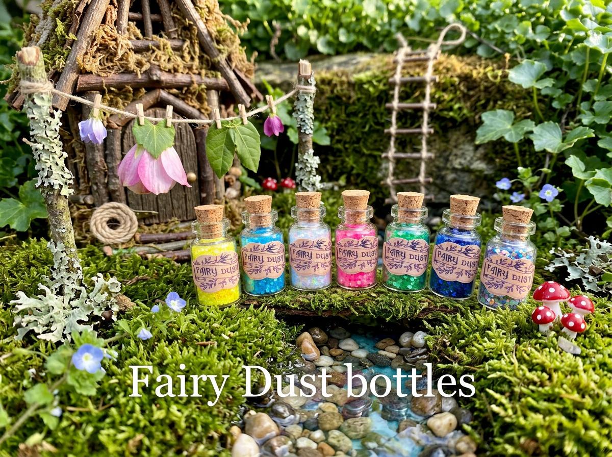 Fairy Dust Bottles - Pixie Dust Bottles- perfect gift from the Tooth Fairy, Party Bag Fillers- mini glass Fairy Dust Glitter Bottles