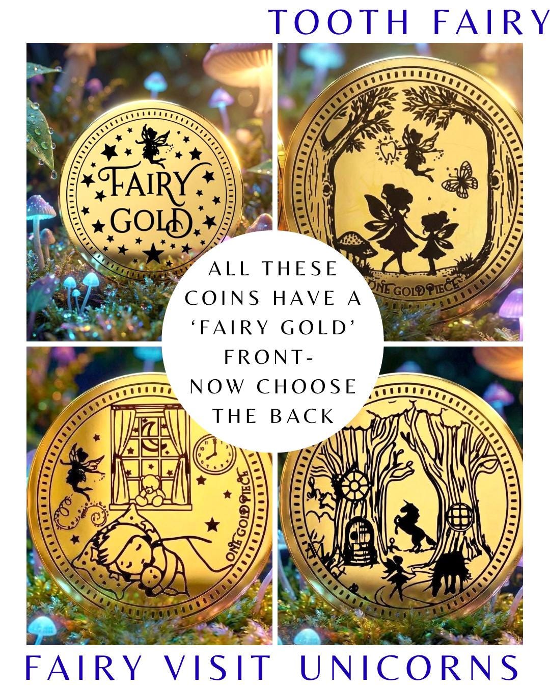 Fairy Visit Kit | Tooth Fairy Gold Coin | Fairy Dust, Fairy Wings & Fairy Wand | Fairy Door Accessories | Dummy Fairy Gift First Tooth Fairy