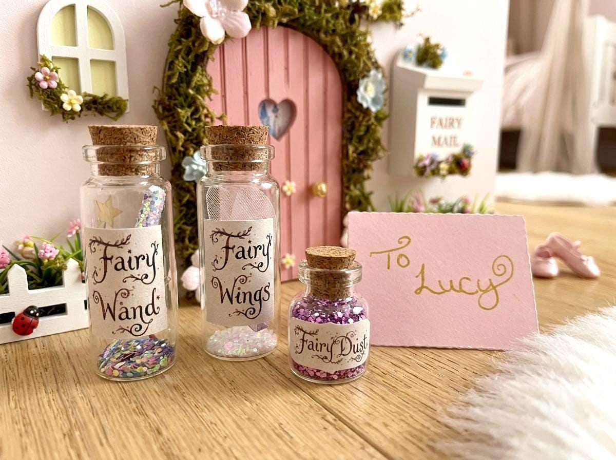 Fairy Visit Kit | Tooth Fairy Gold Coin | Fairy Dust, Fairy Wings & Fairy Wand | Fairy Door Accessories | Dummy Fairy Gift First Tooth Fairy