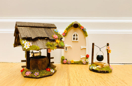Fairy WISHING WELL and Cooking Pot - Fairy Door Accessories for Fairy Bedroom Decor