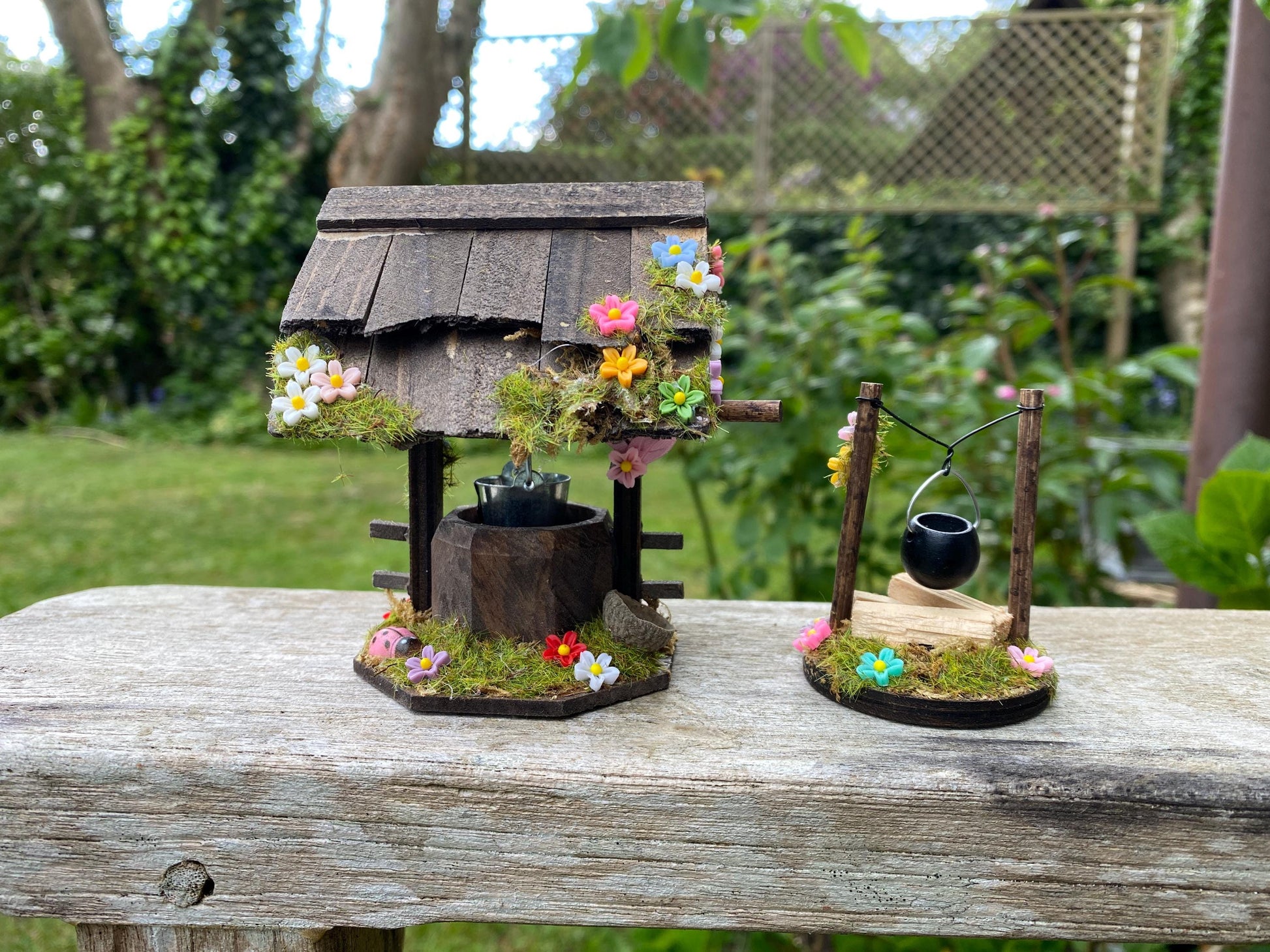 Fairy WISHING WELL and Cooking Pot - Fairy Door Accessories for Fairy Bedroom Decor
