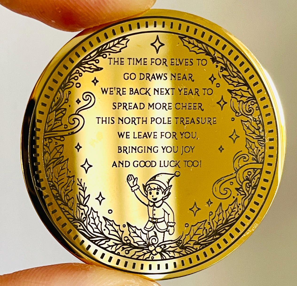 GOODBYE ELF Leaving Gift! Leave this Christmas Coin from your Christmas Elf when it’s time to go! Santa Gold Coin Honorary Elf™ Collection