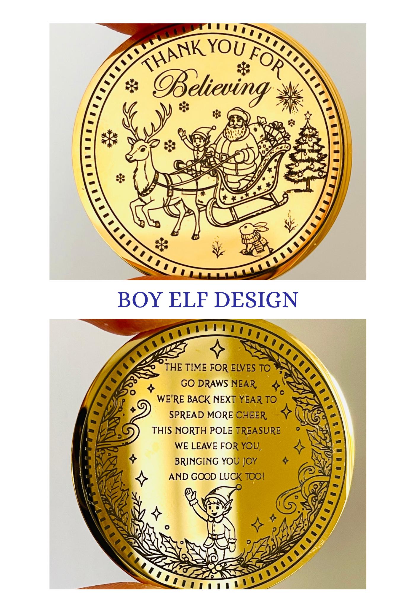 GOODBYE ELF Leaving Gift! Leave this Christmas Coin from your Christmas Elf when it’s time to go! Santa Gold Coin Honorary Elf™ Collection