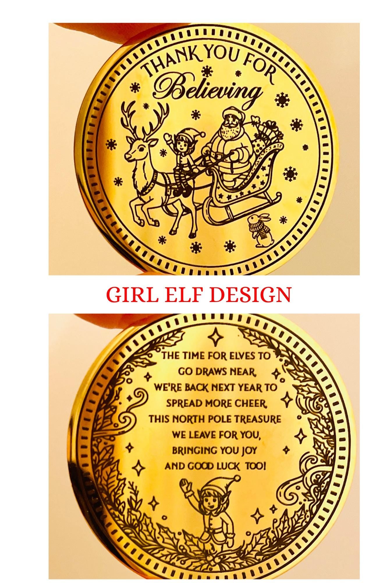 GOODBYE ELF Leaving Gift! Leave this Christmas Coin from your Christmas Elf when it’s time to go! Santa Gold Coin Honorary Elf™ Collection