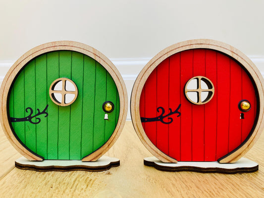 Handmade Round Fairy Door: Bedroom Decor, Freestanding Base