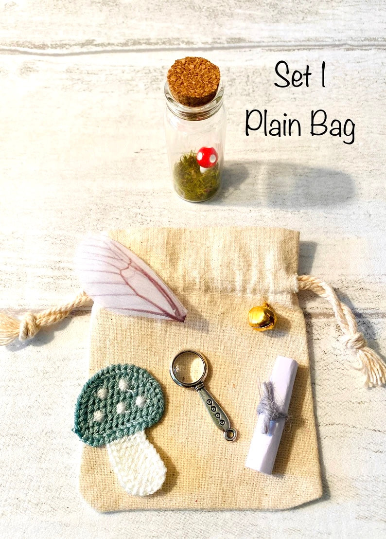 Tooth Fairy Letter- Tiny Tooth Fairy Kit with message in a bottle- Toadstool in a bottle Tooth Fairy Set