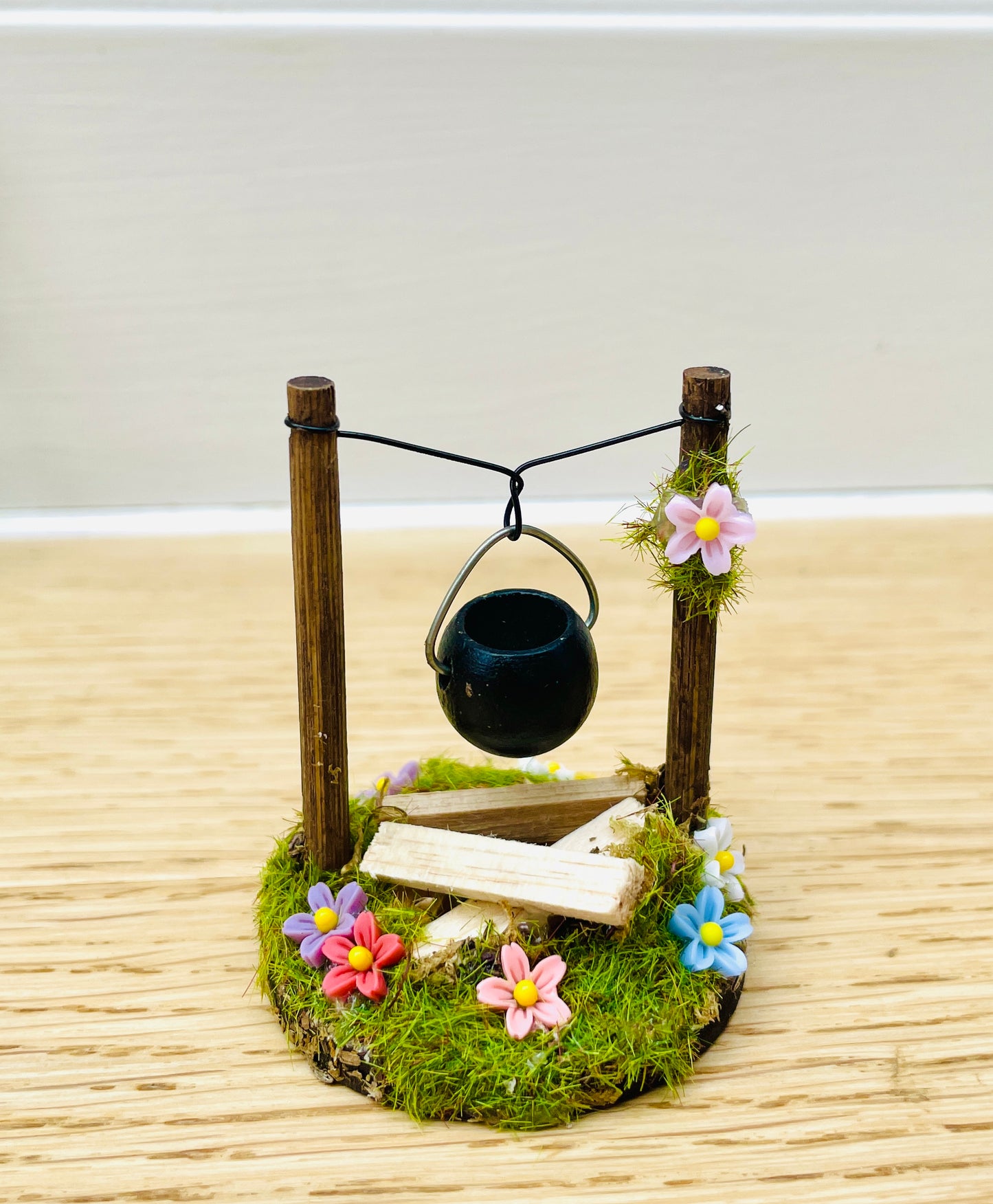 Blue FAIRY DOOR with Ladder, Fairy Bench & Fairy Postbox for Fairy Bedroom- Pale Blue Fairy Door