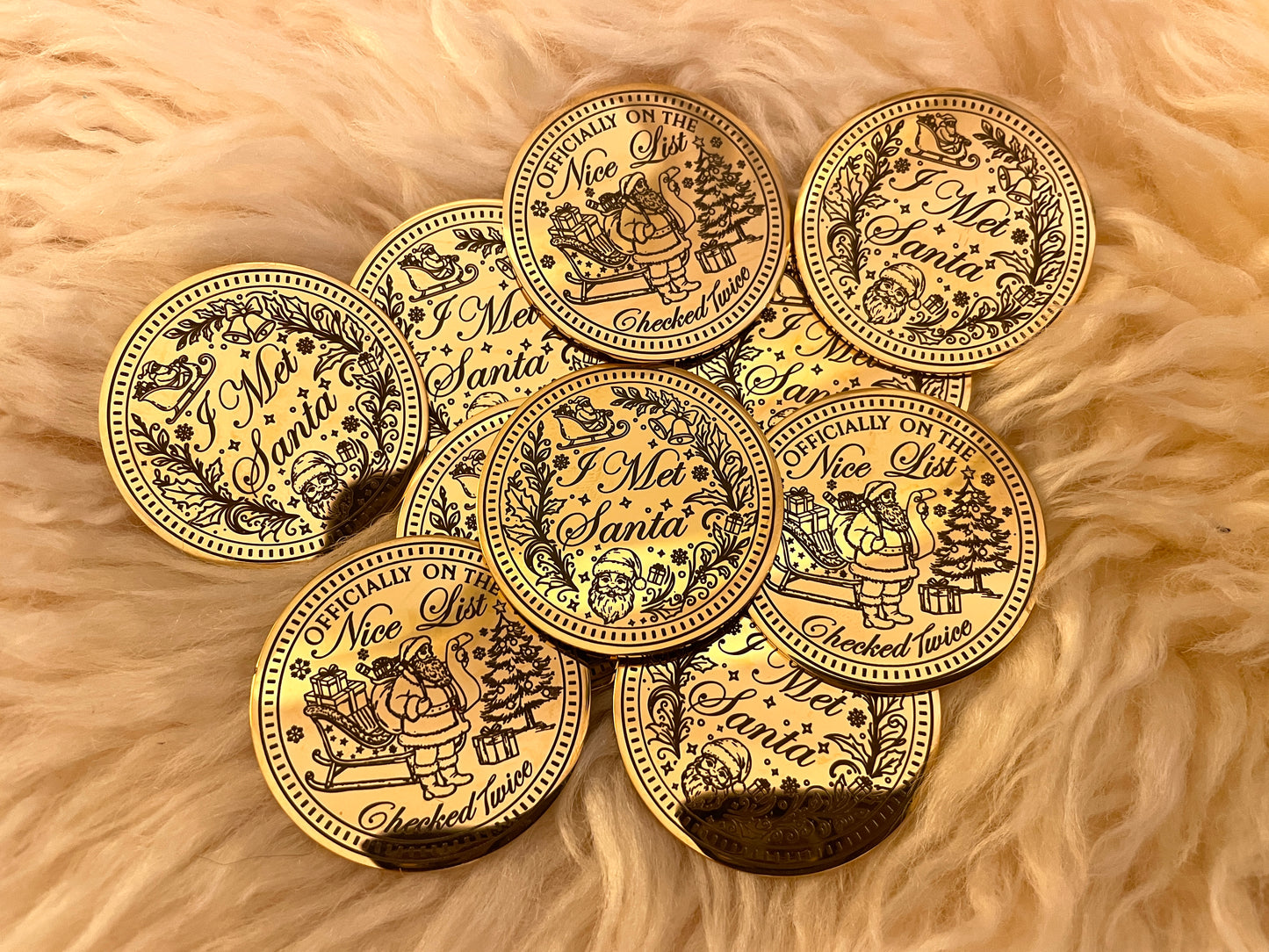 Professional Santa Grotto Coins BULK LOT ‘I Met Santa, Father Christmas Grotto Coins. North Pole Treasury™ Coins- 38mm