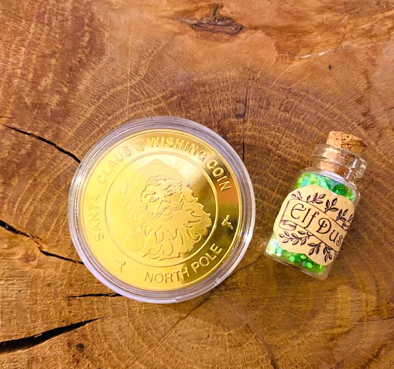 Santa Coin & Letter- perfect Father Christmas Gift (Christmas Eve Box filler- Personalised)- Nice List, Santa Golden Coin, Xmas Elf Dust