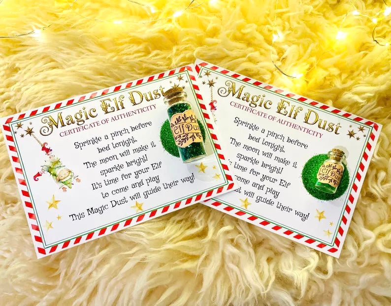 ELF DUST mini bottles- exciting Stocking Filler or Christmas Eve Box gift! Encourage your Christmas Elf back!