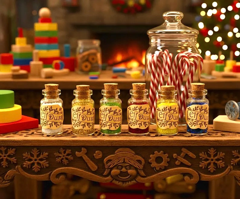 ELF DUST mini bottles- exciting Stocking Filler or Christmas Eve Box gift! Encourage your Christmas Elf back!