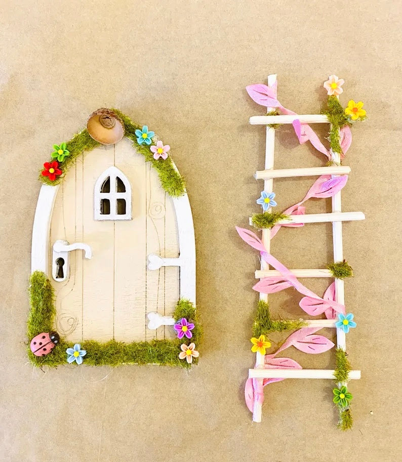 FAIRY DOOR with Ladder & Fairy Bench for Fairy Bedroom