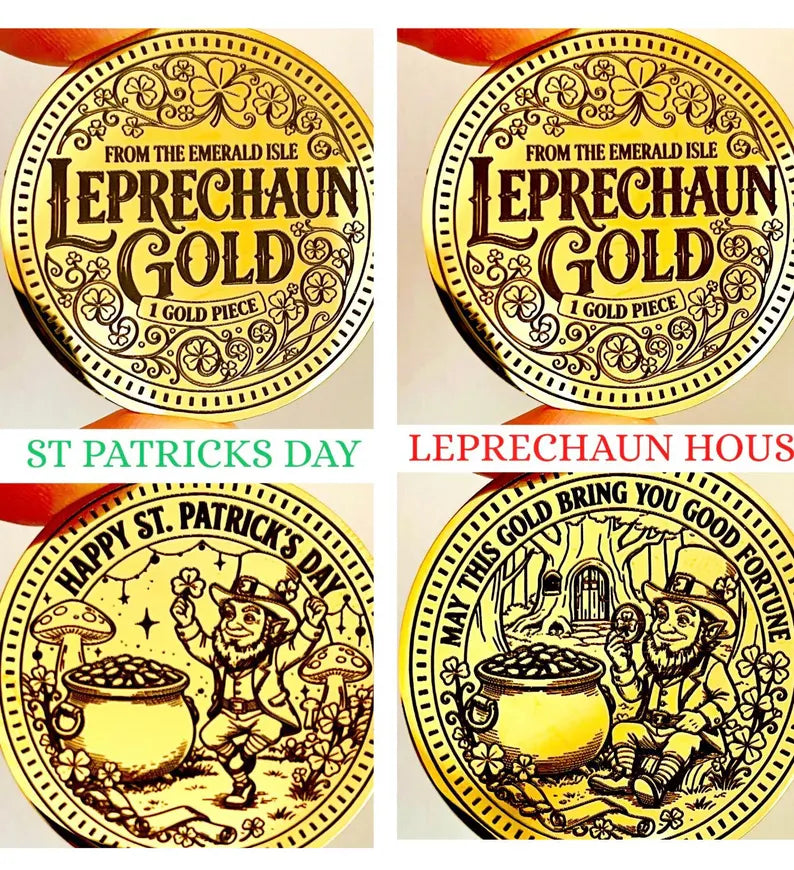 LEPRECHAUN GOLD Coin- St Patrick’s Day gift - leave for children by their Leprechaun Trap. Personalised St Patrick’s Day gift- proof of Leprechauns!