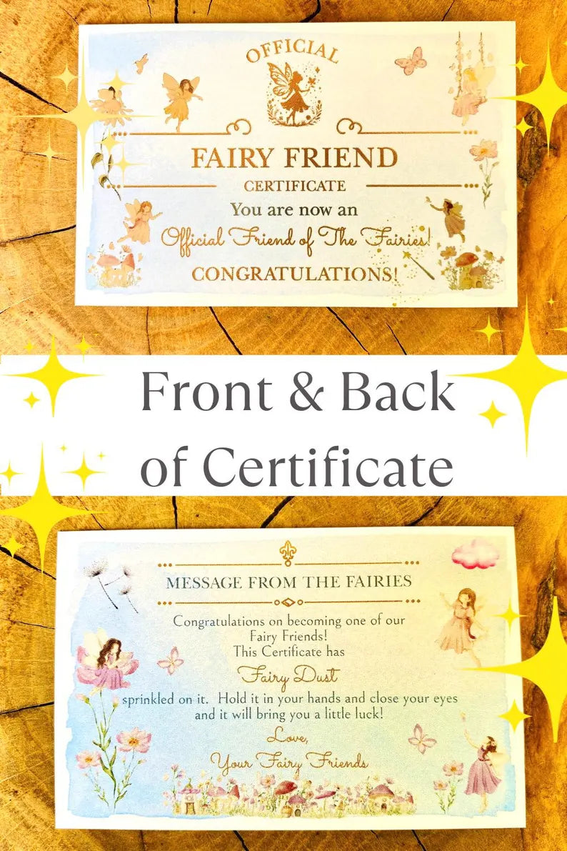 FAIRY FRIEND or KINDNESS Gold Coin & Certificate! Fairy Reward for Fairy Penpal, Fairy Letters, Good Behaviour Gift! Tooth Fairy Gold Coin