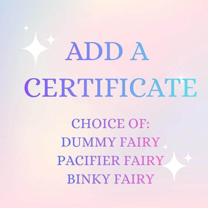 Dummy Fairy Gift & Letter! Party Bag Fillers, Fairy Gift Fairy for Fairy Party Bags! Soother Fairy Gift! Binkie Fairy Award