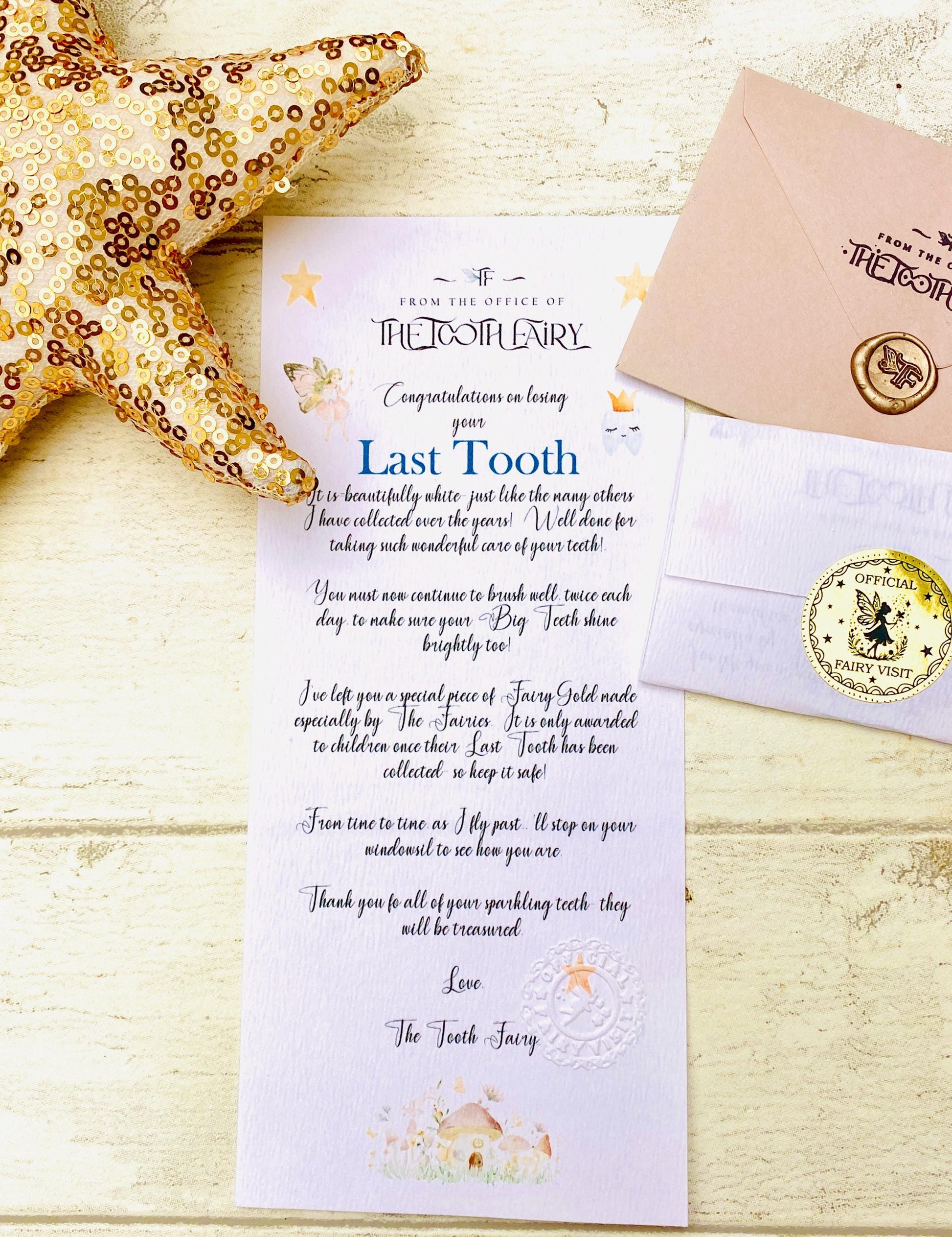 Last Tooth Fairy Gold COIN & LETTER | Final Milk Tooth Keepsake Gift __etsy:6768757847