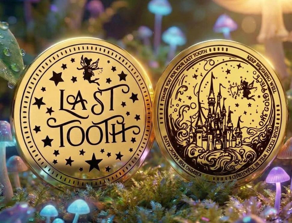 Last Tooth Fairy Gold COIN & LETTER | Final Milk Tooth Keepsake Gift __etsy:8106576170