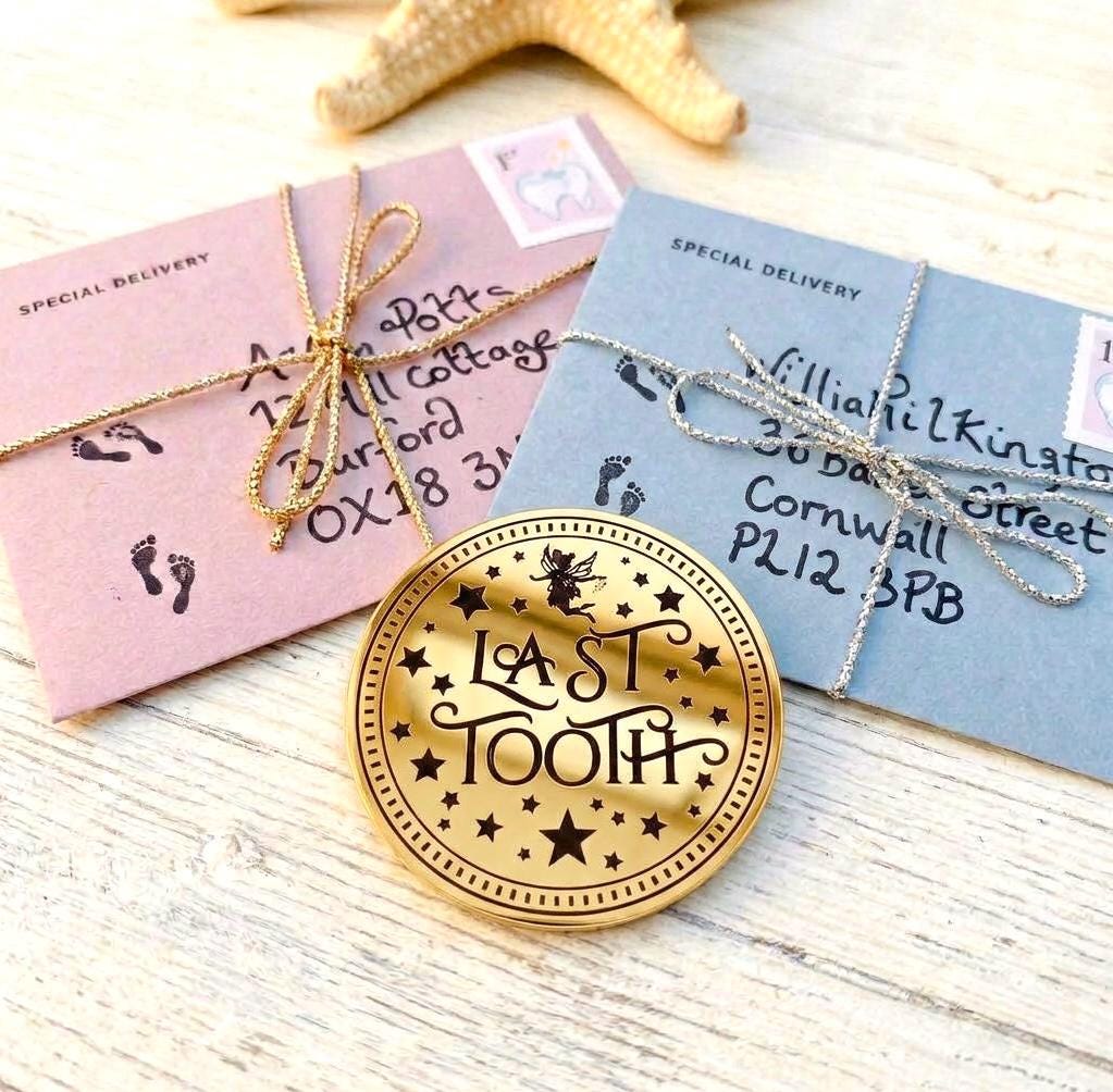 Last Tooth Fairy Gold COIN & LETTER | Final Milk Tooth Keepsake Gift __etsy:8138459912