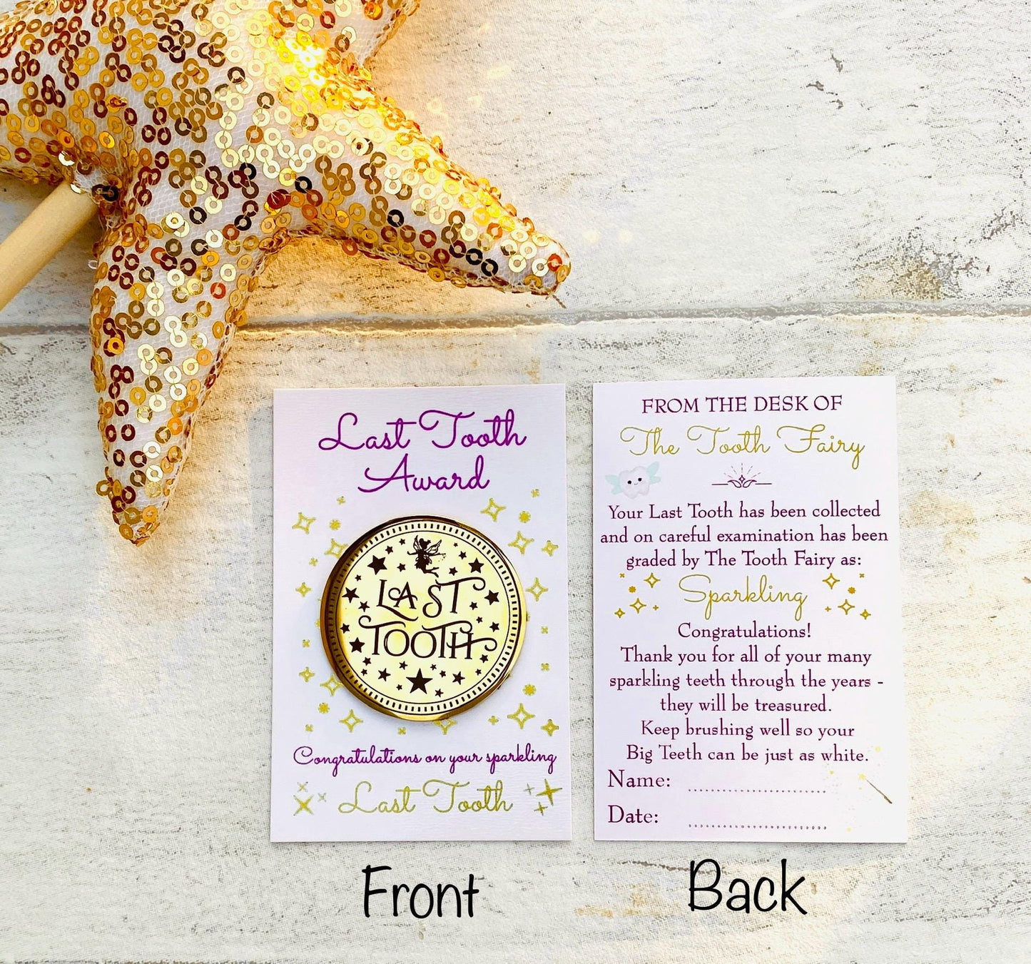 Last Tooth Fairy Gold COIN & LETTER | Final Milk Tooth Keepsake Gift __etsy:6652340558