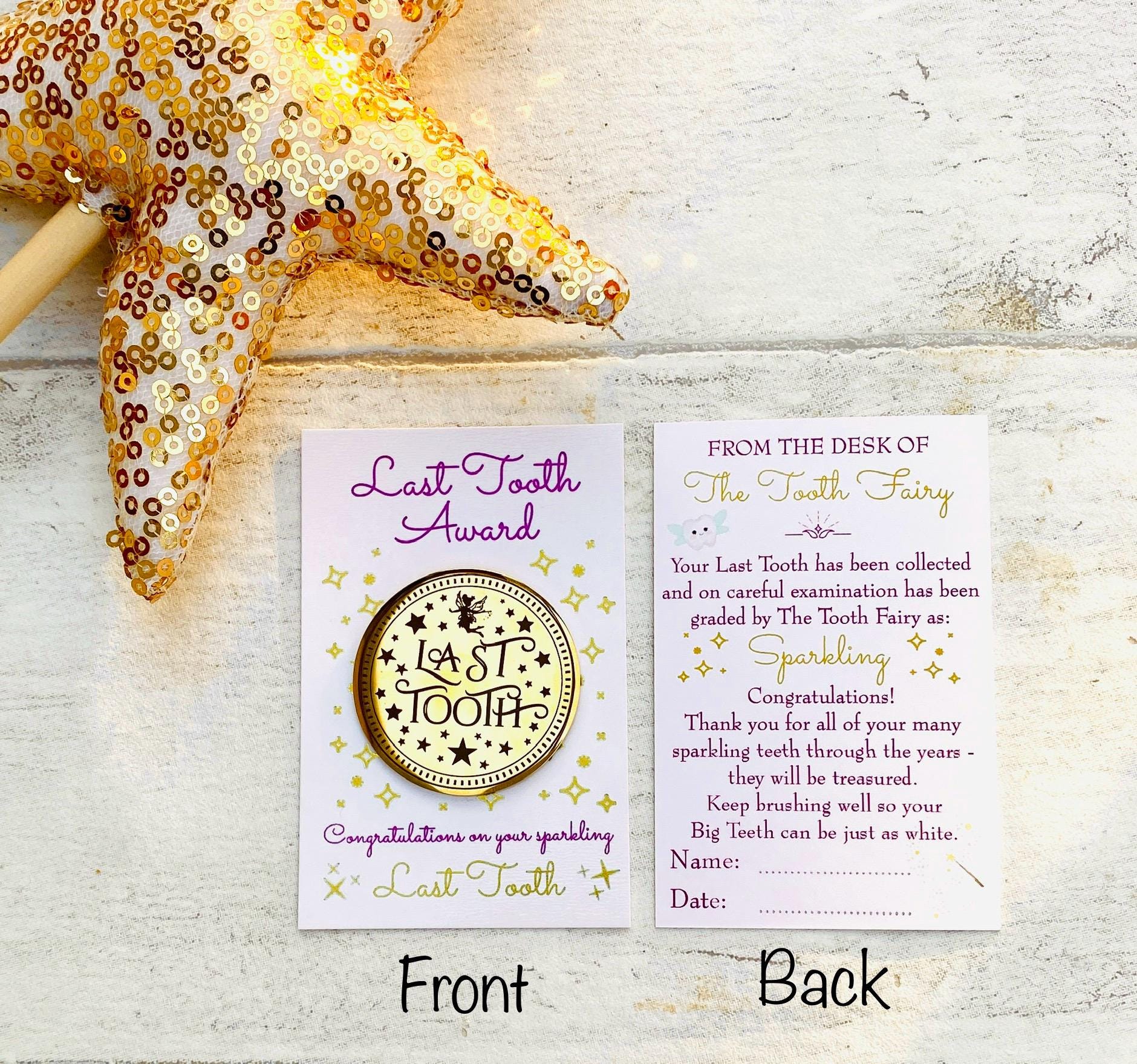 Last Tooth Fairy Gold COIN & LETTER | Final Milk Tooth Keepsake Gift __etsy:6652340558