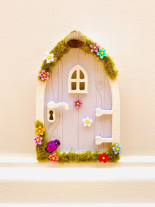 Lilac FAIRY DOOR with Ladder, Fairy Bench & Fairy Postbox for Fairy Bedroom- Lilac Fairy Door