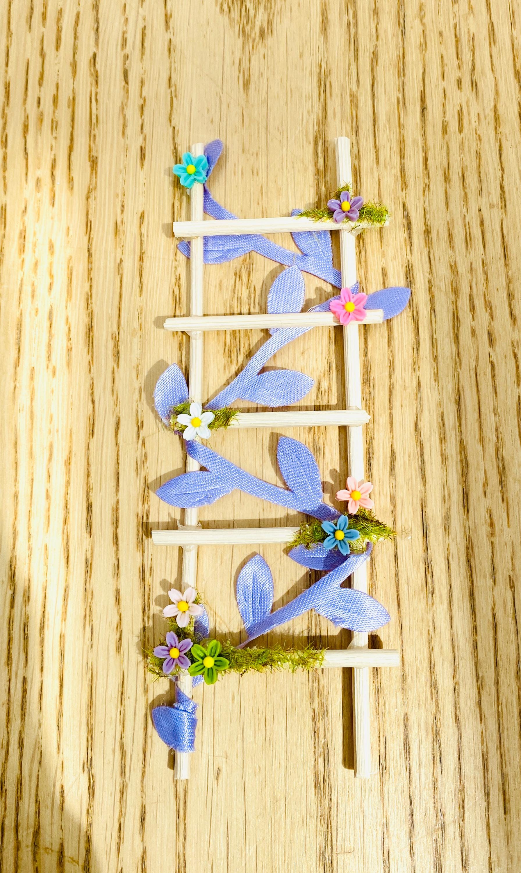 Lilac FAIRY DOOR with Ladder, Fairy Bench & Fairy Postbox for Fairy Bedroom- Lilac Fairy Door