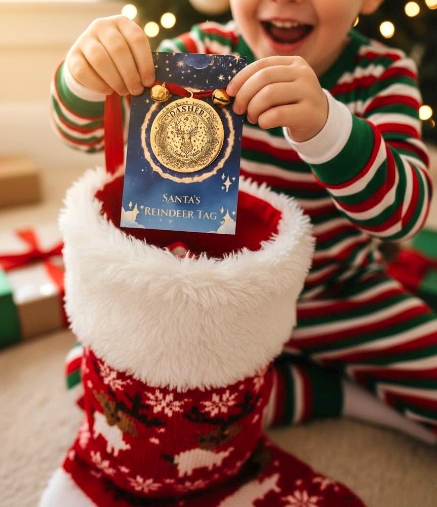 Lost REINDEER TAG- Santa’s Reindeer lost their Metal tag whilst visiting! Christmas Eve Box filler Stocking Filler. Honorary Elf™ Collection