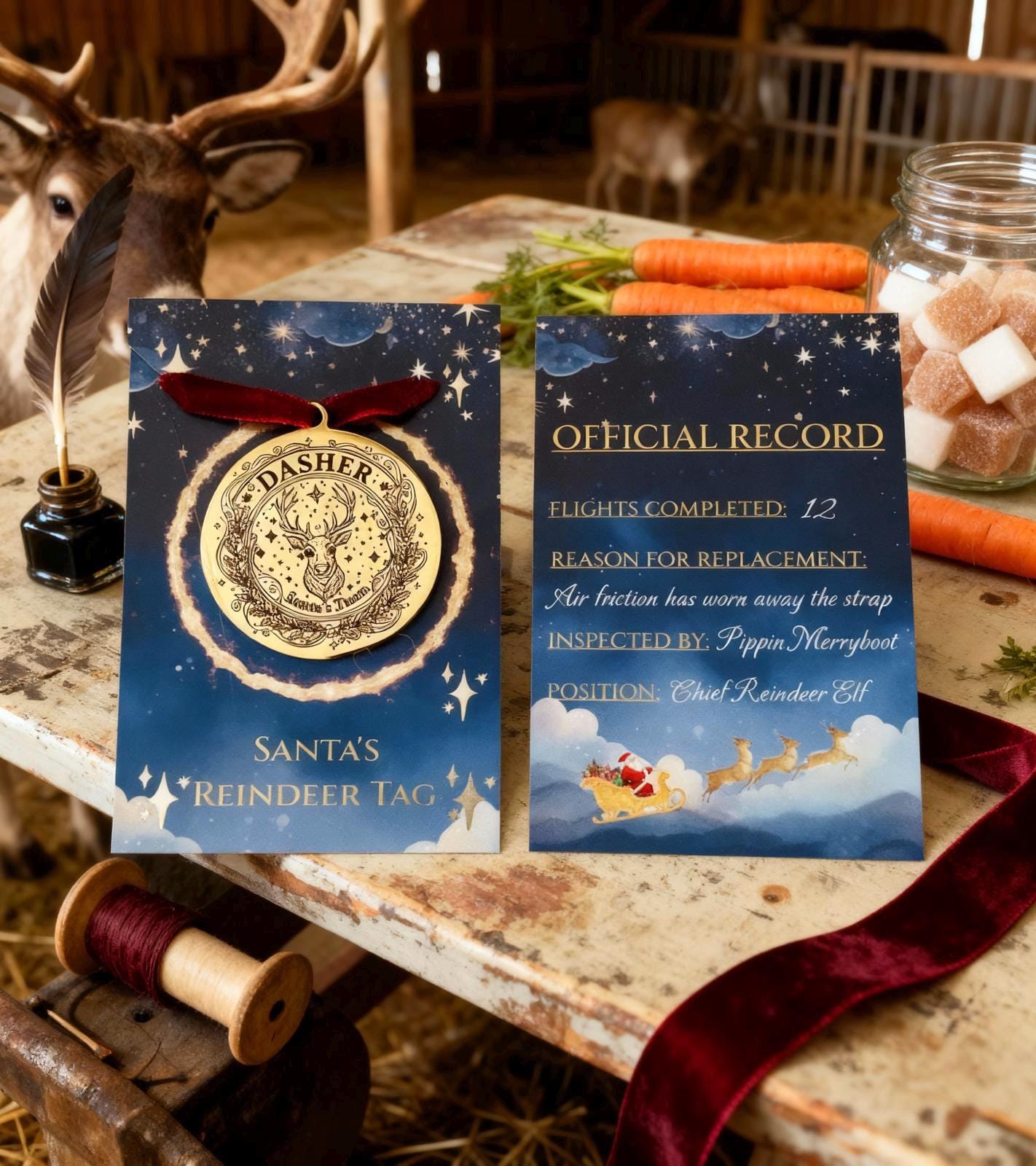 Lost REINDEER TAG- Santa’s Reindeer lost their Metal tag whilst visiting! Christmas Eve Box filler Stocking Filler. Honorary Elf™ Collection
