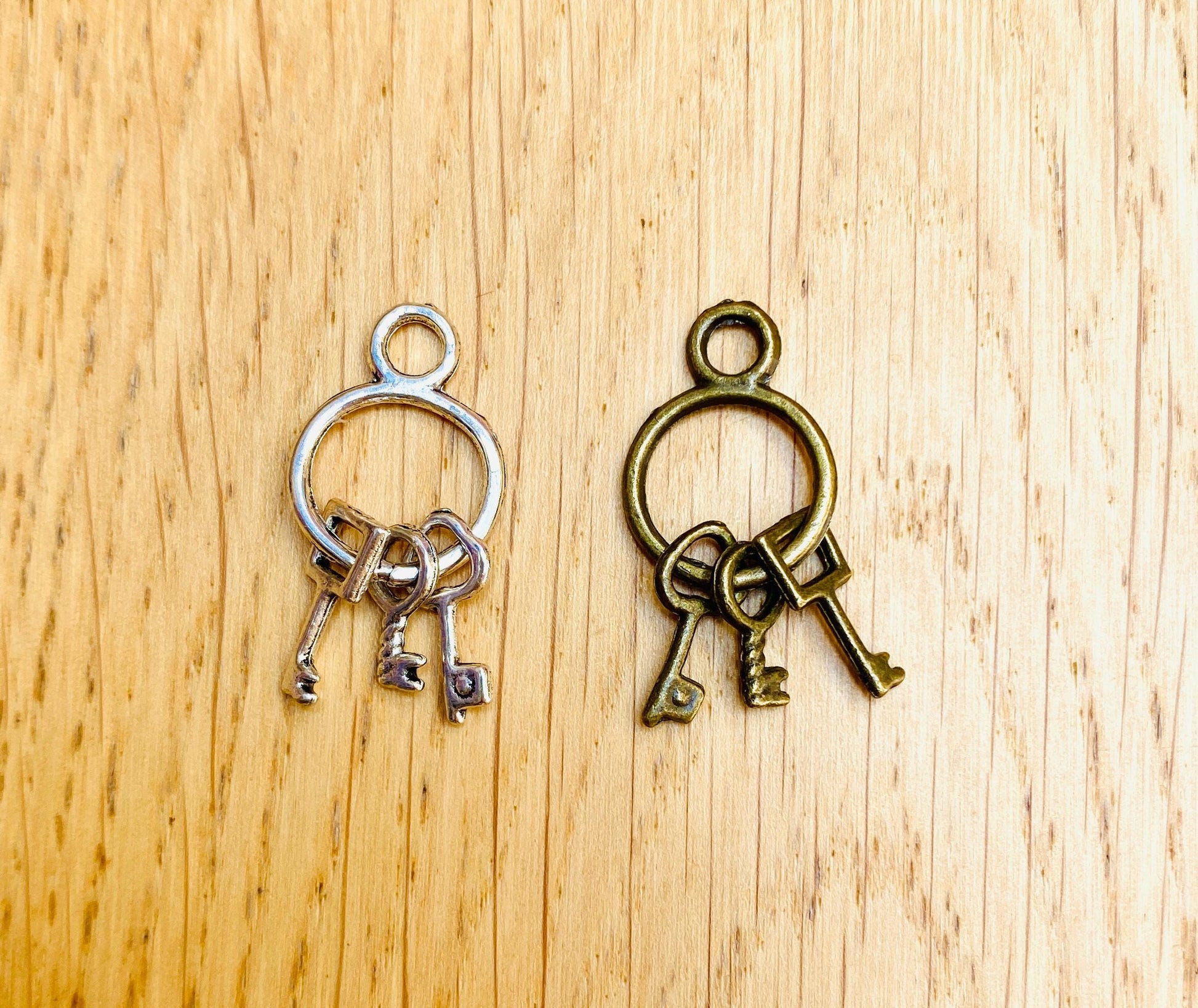 Mini Fairy Keys- Tiny metal keys for dollhouse crafts- key charms- dollhouse miniatures- 13mm, 1:16 scale! Mini Fairy Keys for Fairy Doors