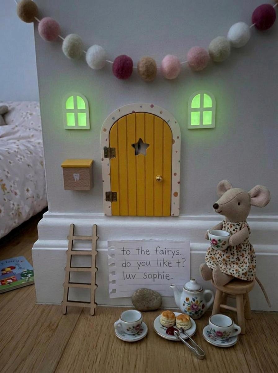 OPENING Fairy Doors - Fairy Bedroom Decor- perfect Fairy Birthday Gift! Fairy Door Key with Fairy Dust and Fairy Gold Coin.