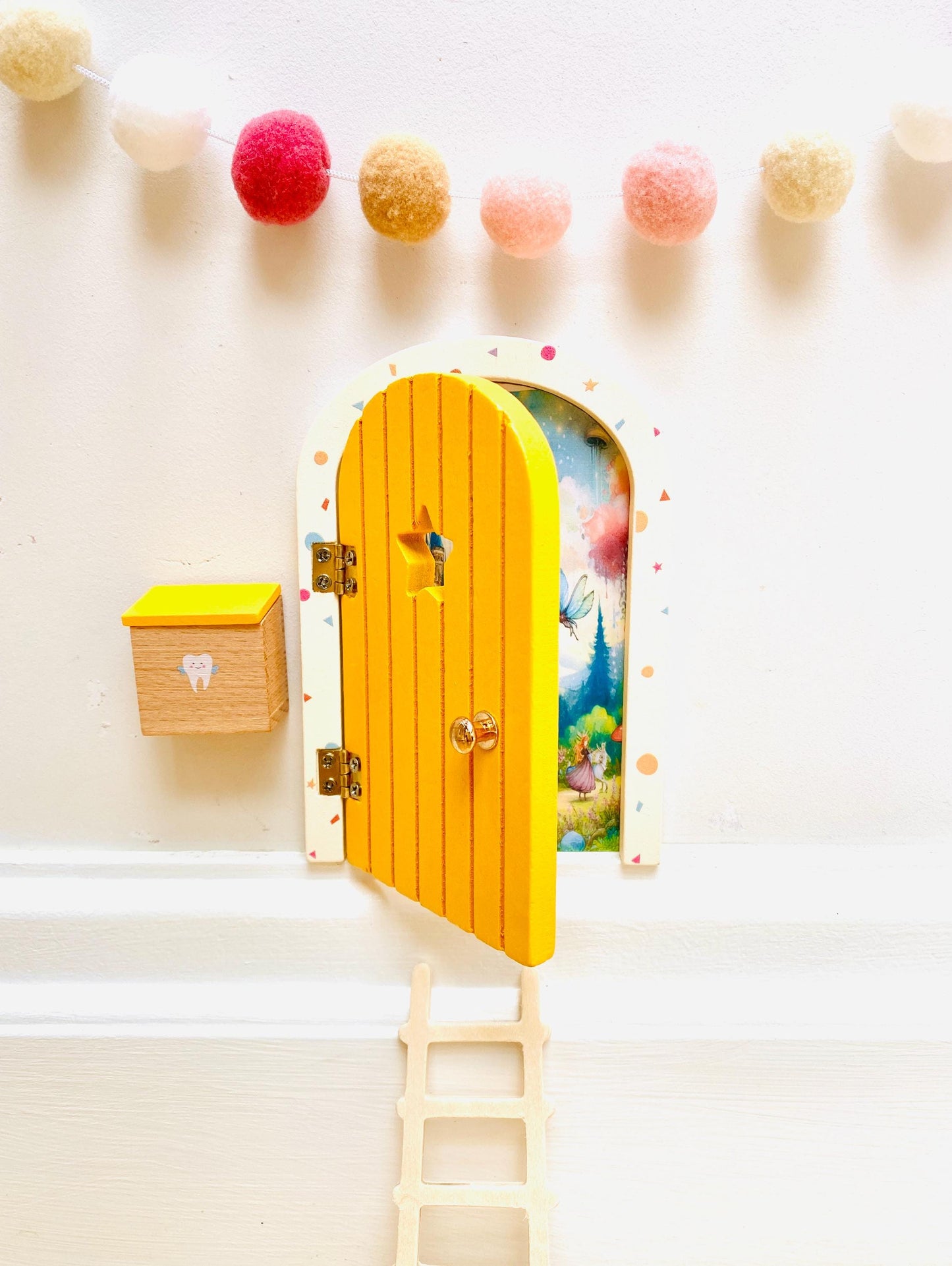 OPENING Fairy Doors - Fairy Bedroom Decor- perfect Fairy Birthday Gift! Fairy Door Key with Fairy Dust and Fairy Gold Coin.